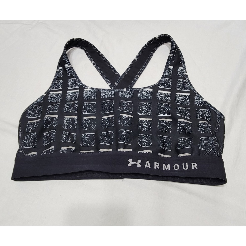 Under Armour Crossback Sports Bra Black White Geometric Compression XL